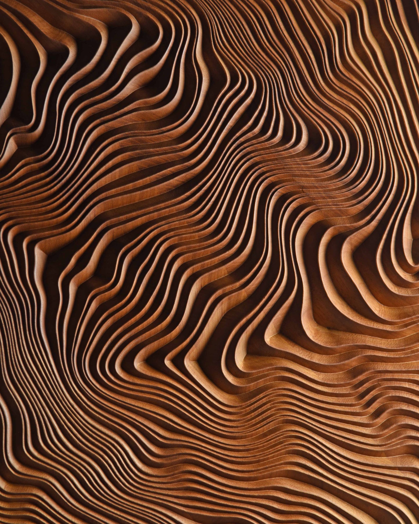 Angled view of the carved canyon edges, emphasizing the sculpture’s earthy texture perfect for wood accent wall updates and new home gift ideas.