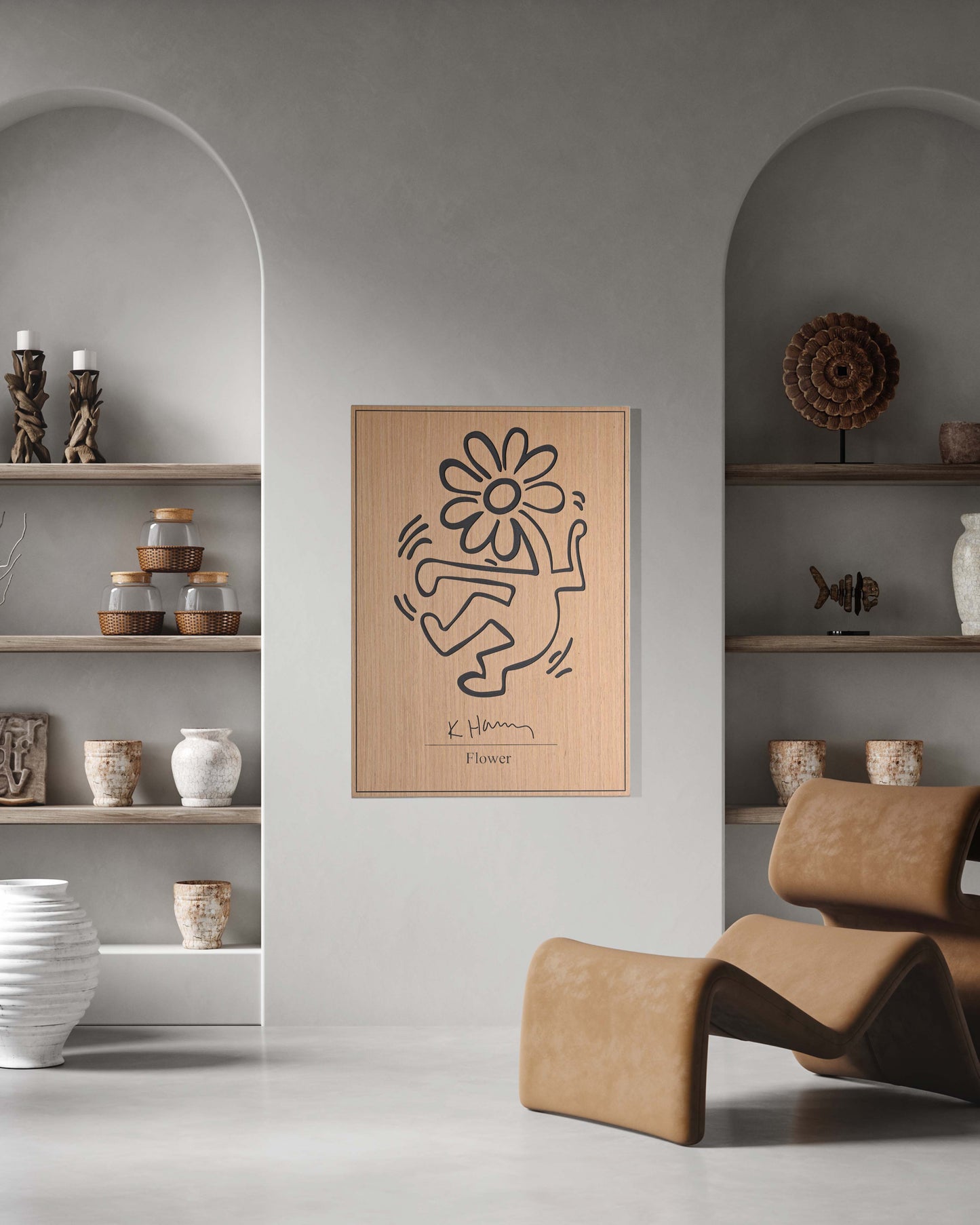 keith haring Flower - wooden wall decoration keith haring