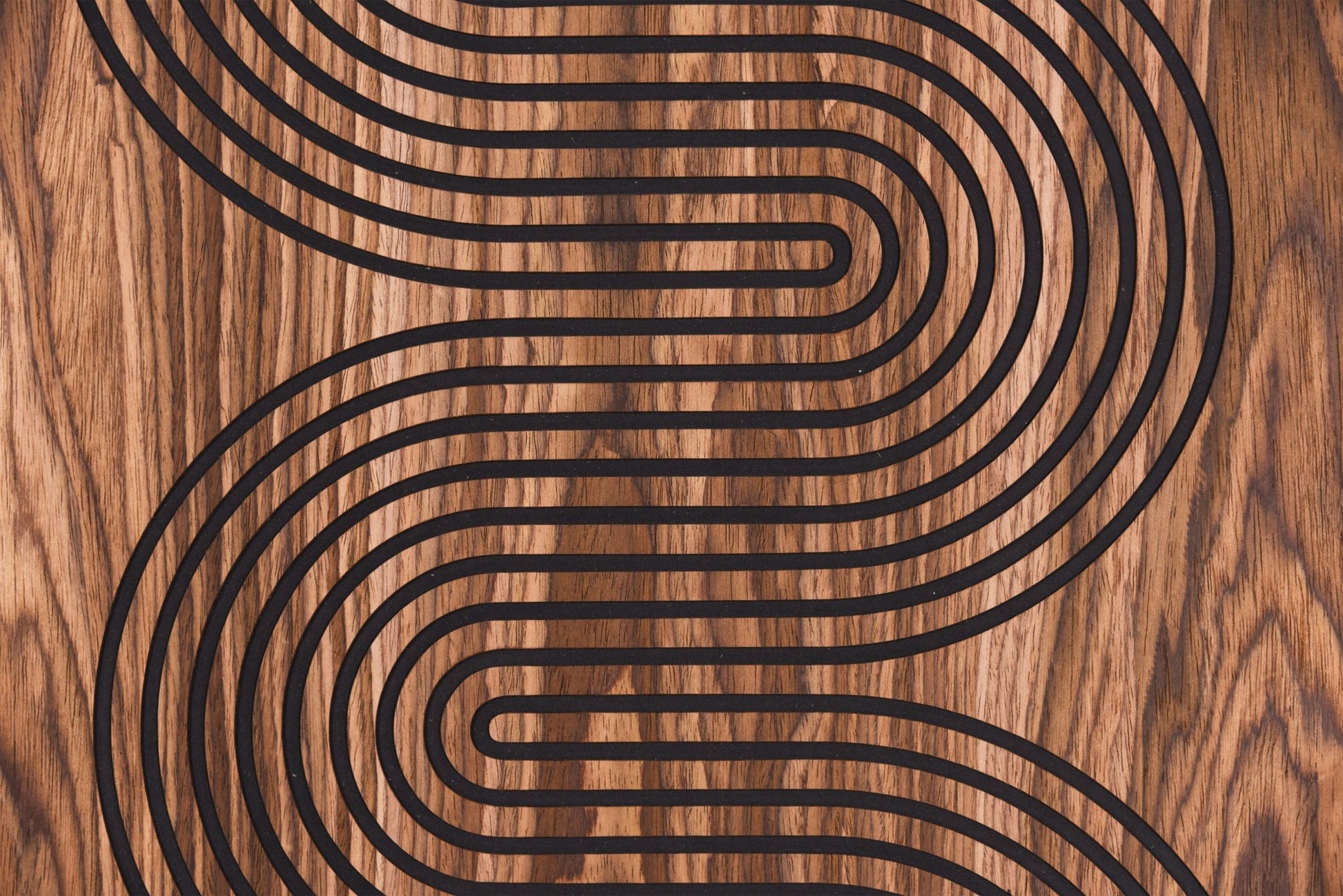 Arc Suite Walnut Sway panel on wall near shelving, bright interior styling