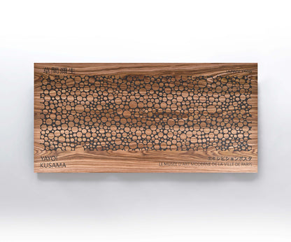 Bubble walnut and black wall panel, front view on white background