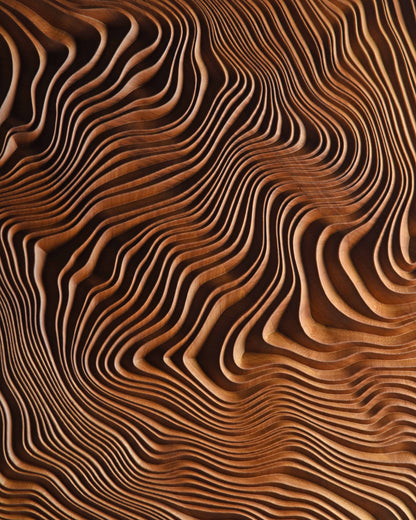 Angled view of the carved canyon edges, emphasizing the sculpture’s earthy texture perfect for wood accent wall updates and new home gift ideas.