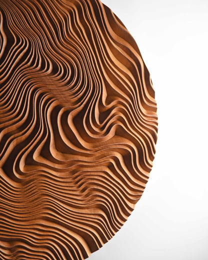 Zoomed-in section revealing carved layers reminiscent of desert forms, blending into a 3d wall panels aesthetic for stylish interior decoration.