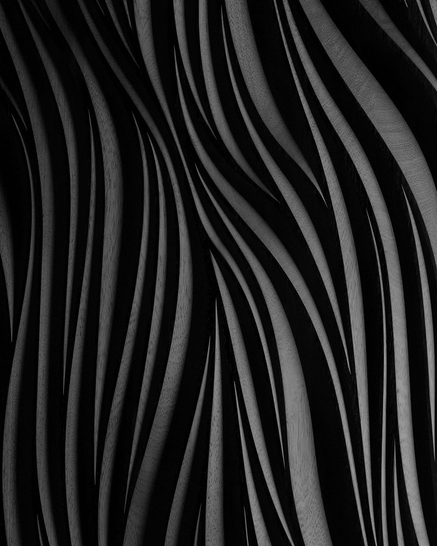 Leaf black finish macro, deep relief texture and shadow play