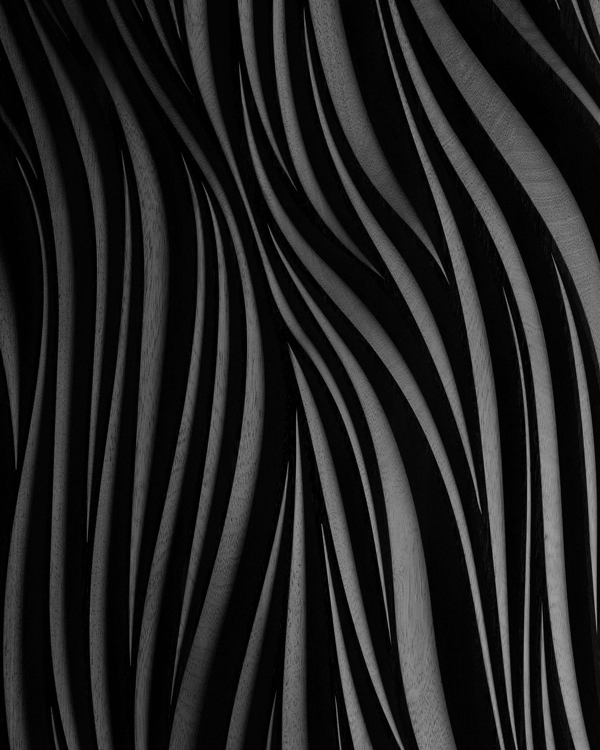 Leaf black finish macro, deep relief texture and shadow play