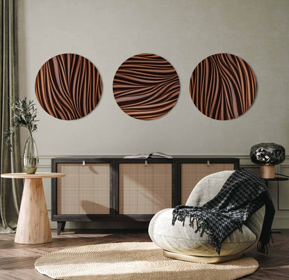 Leaf Wall Set in iroko displayed above a sideboard in a curated interior