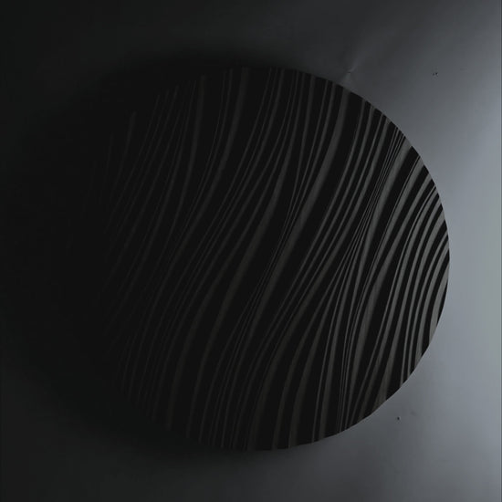 Close focus on swirling erosion ridges in iroko, echoing 3d wall panels style with subtle geometric design in each carved wave.