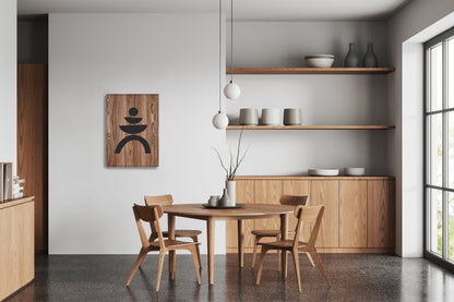Walnut Totems Balance panel in dining room, full interior view