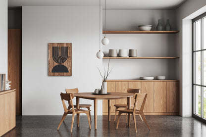 Walnut Totems Uplift panel in dining room, full interior view