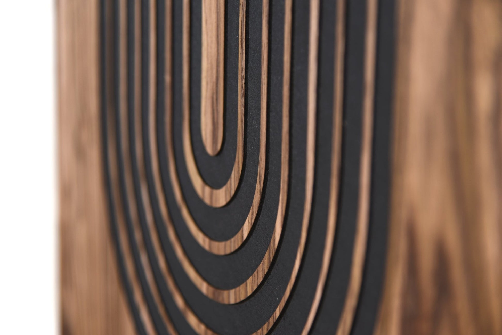 Macro close up of curved grooves, depth and shadow detail