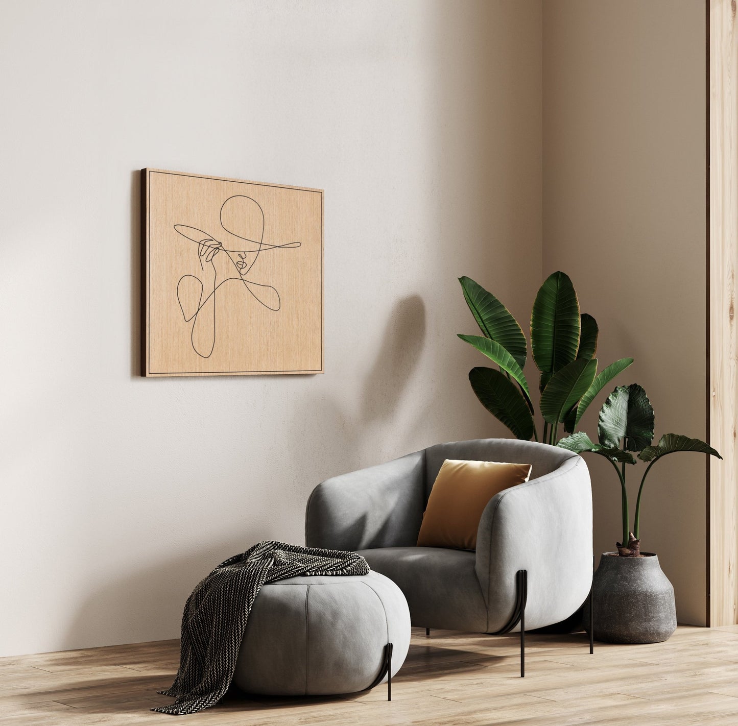 Macro detail of the carved lips line on the Woman with Hat artwork